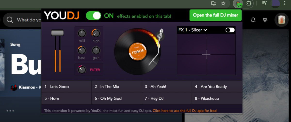 Mixez de la musique en temps réel avec l'extension musicale You.DJ dans Chrome.