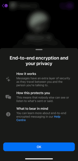 Cryptage des discussions Messenger