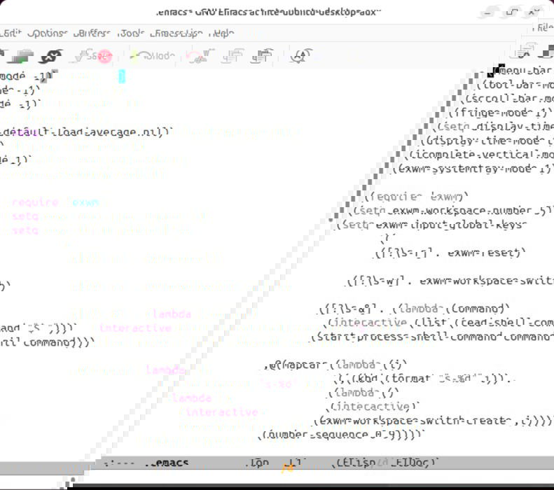 Une capture d'écran montrant l'exemple de configuration dans un fichier .emacs réel.
