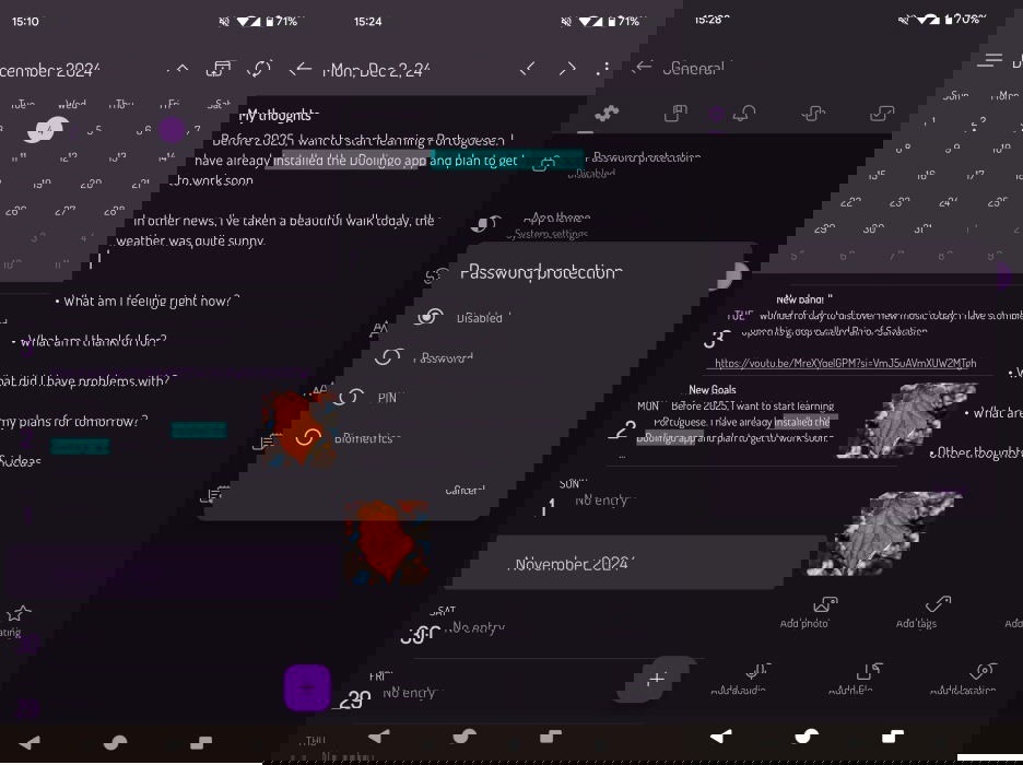 Présentation de l’interface de l’application Diarium.