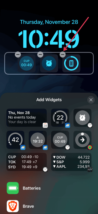 Supprimer un widget de votre écran de verrouillage sur iPhone.