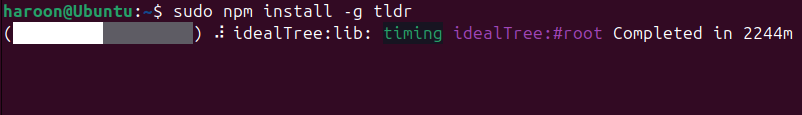 Installation de Tldr à l'aide de Npm