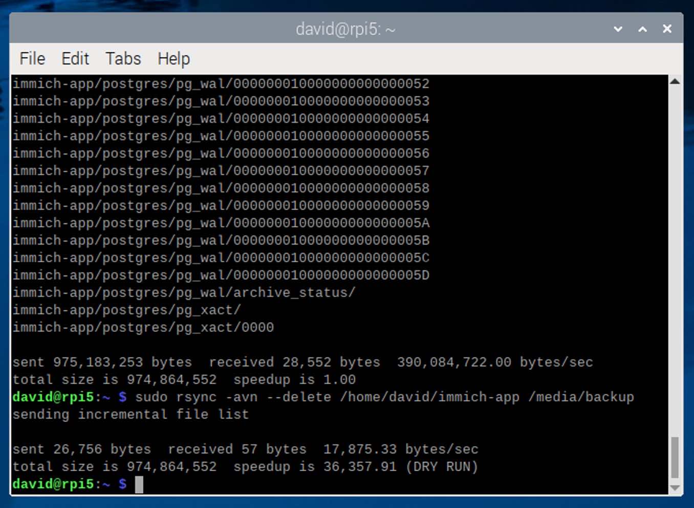 Exécution à sec de sauvegarde Rsync Raspberry