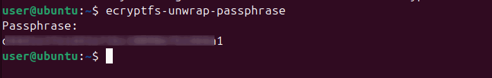 Déballage de la phrase secrète du chiffrement du répertoire personnel.
