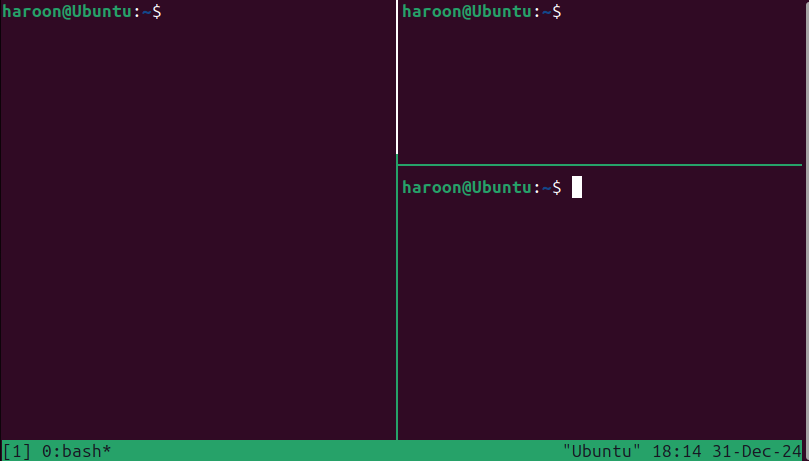 Tmux avec plusieurs volets sous Linux.