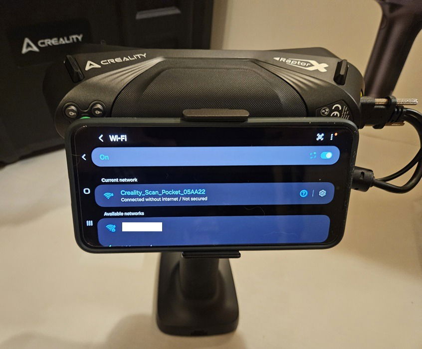 Connexion du téléphone au scanner Creality RaptorX.