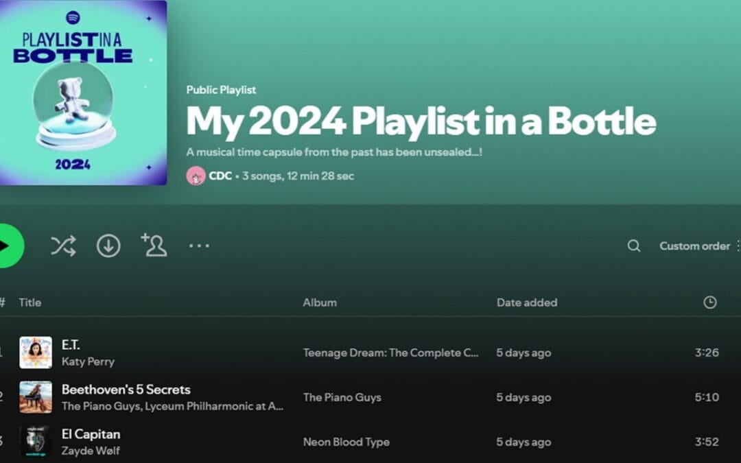 Prêt à revisiter 2024? Ouvrez simplement votre playlist Spotify dans une bouteille