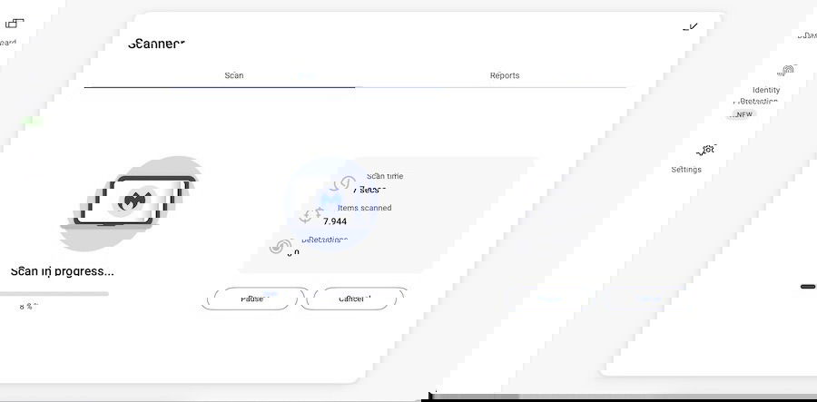 Une analyse malveillante en cours dans un outil antivirus