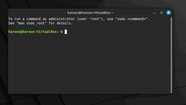 Affichage du terminal Linuxmint.
