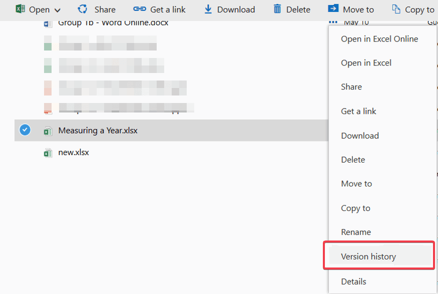 Supprimer l'histoire de la version OneDrive
