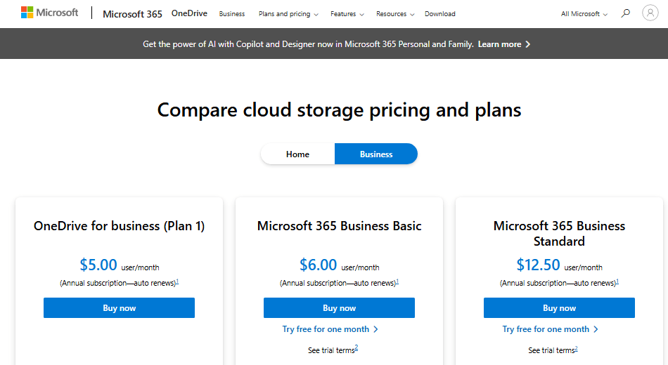 Obtenez l'abonnement OneDrive pour gérer l'espace