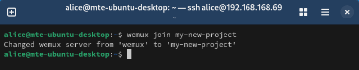 Un terminal montrant la commande pour créer une nouvelle session de serveur partagée.