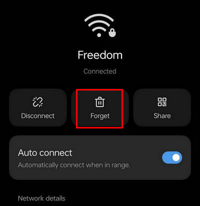 Oublier le réseau wifi