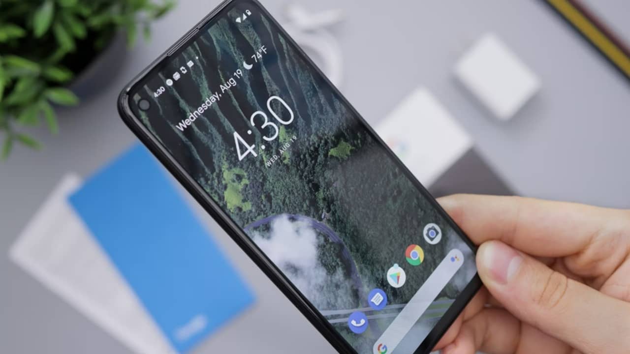 Person using an Android phone.