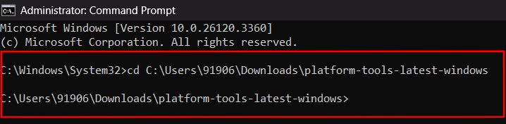 Modification du répertoire dans CMD