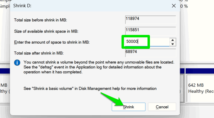 Répartir le volume dans la gestion du disque Windows