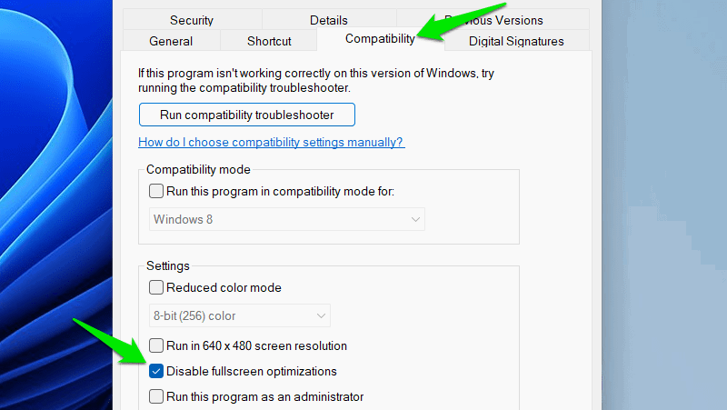 Paramètres de compatibilité des applications dans Windows