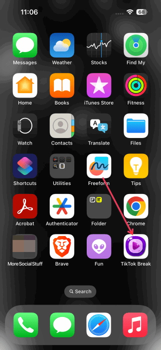 Nouvelle icône d'application pour Tiktok sur l'écran d'accueil de l'iPhone.