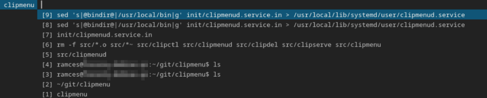 Une capture d'écran montrant la configuration de ClipMenu par défaut dans Debian Linux.