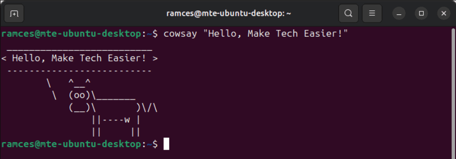 Un terminal montrant l'invite de coway par défaut.
