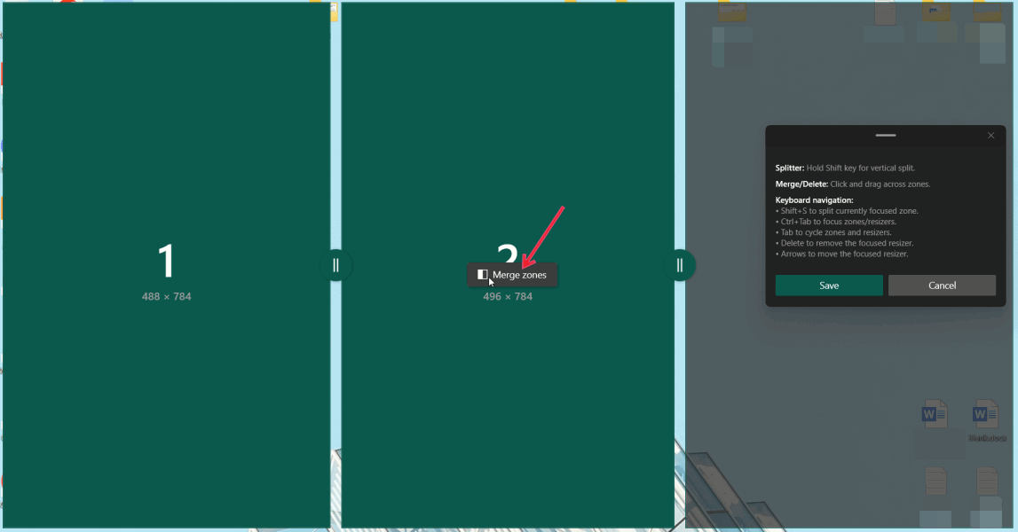 FancyZones Dual Monitor fusionnez plusieurs zones