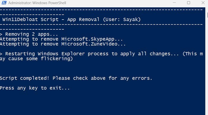 Des programmes comme Skype et Zune Video ont été supprimés de PowerShell à l'aide d'un script.