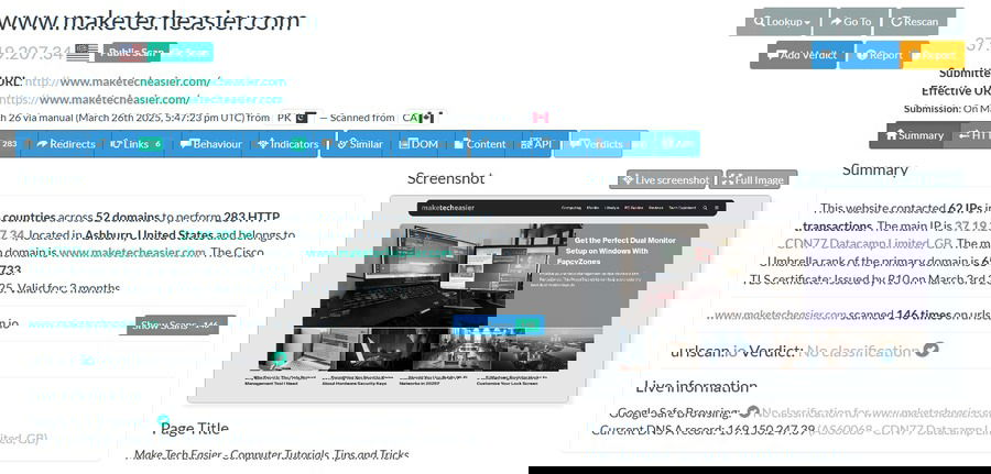 URLSCAN SCANNING MAKETECHEASIER