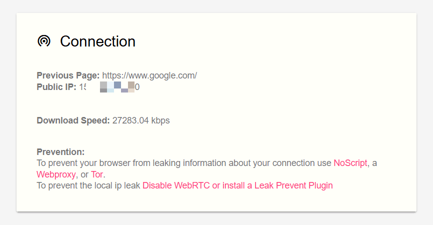Section des connexions Webkay