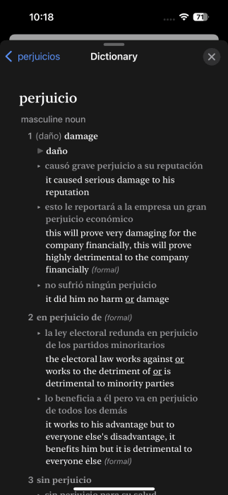 Description complète du mot étranger vu dans le navigateur Safari sur iPhone.