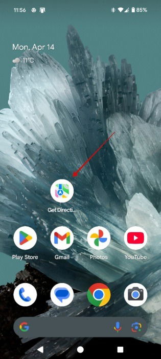 Icône Apple Maps sur la vue de l'écran d'accueil Android.