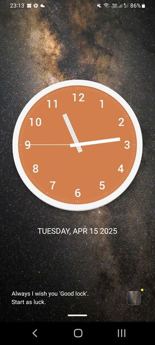 Module ClockFace dans une bonne expérience d'application de verrouillage.