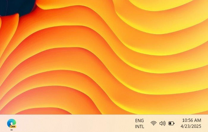 Edge Canary comme icône de menu dans la barre des tâches Windows.
