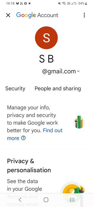 MyAccount -> Option de sécurité sur un appareil Android. » class= »wp-image-805015 lazyload » loading= »lazy »></figure><p>De <strong>Sécurité</strong> page / onglet, allez à<strong> Comment vous vous connectez à Google</strong> -> <strong>Vérification en 2 étapes</strong>. Assurez-vous également qu'il a un symbole de contrôle vert.</p><figure class=