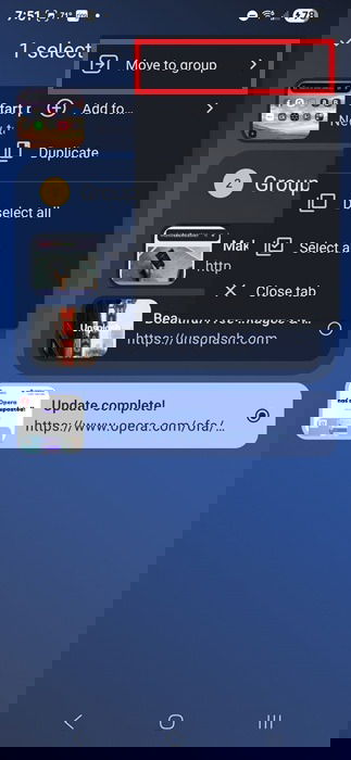 Moyen alternatif de créer une île Tab à Opera sur Android.