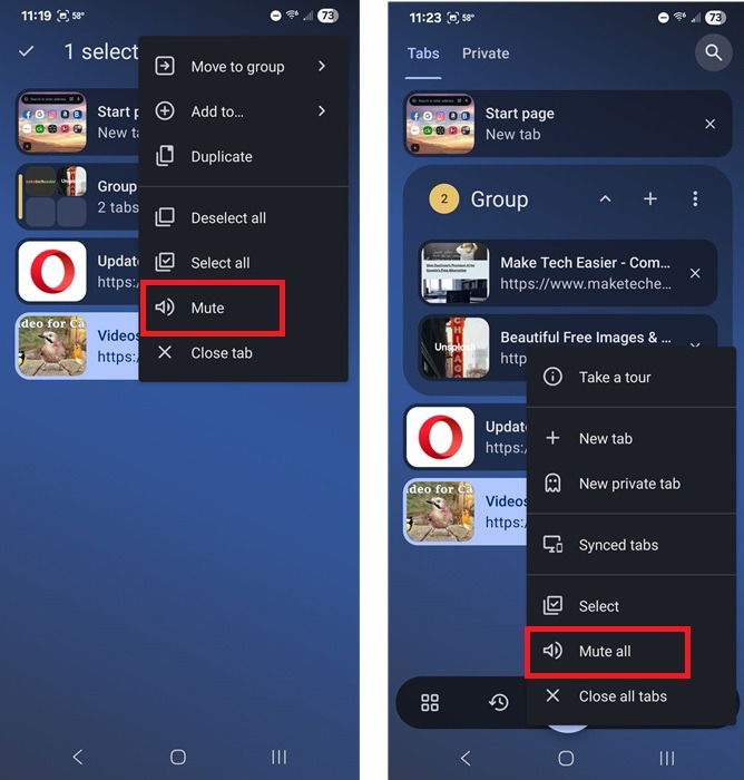Deux façons de se désactiver dans l'opéra sur Android.
