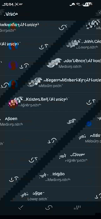 Sélectionnez une nouvelle voix dans l'application META AI.