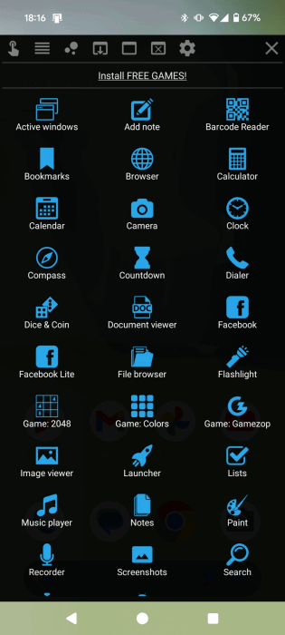 Sélection de l'option pour ouvrir l'application ou l'utilitaire flottante via des applications flottantes sur Android.