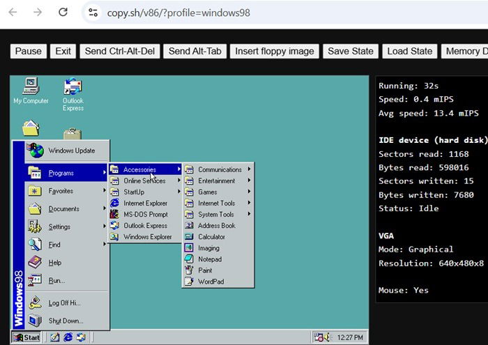 VirtualX * 6 Une reproduction fidèle de l'environnement Win 98.
