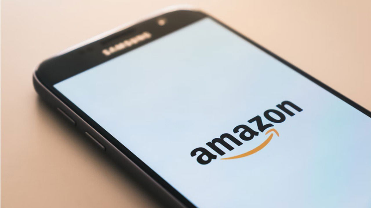 Amazon logo on phone.