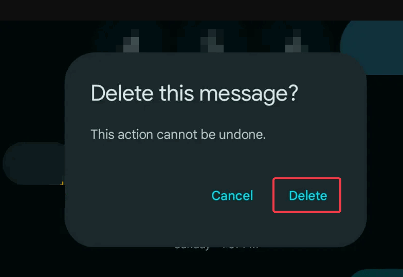 Appuyez sur Supprimer pour vous rendre les messages