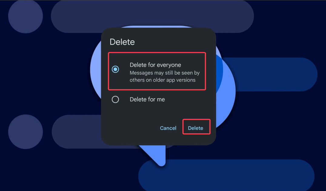 Les messages Google suppriment pour tout le monde