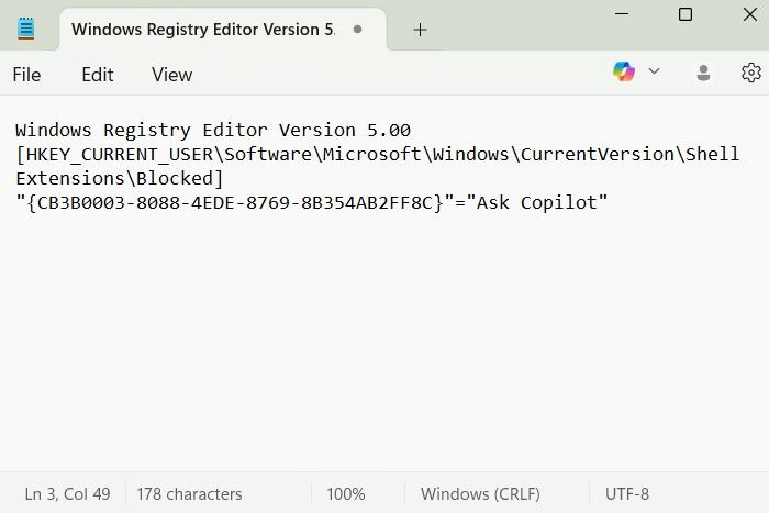 Avoir une extension de shell bloquée dans le bloc-notes avec chaîne, et valeur donnée comme 