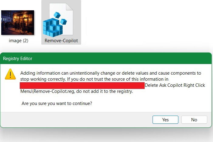 Donnant la permission d'ajouter une nouvelle entrée de registre pour la suppression 