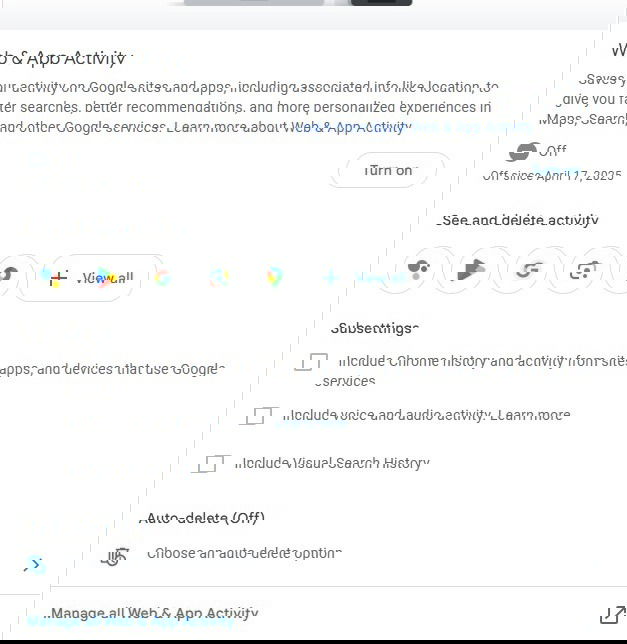 Activer l'activité Web et les applications dans la recherche Google.