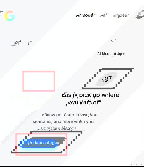 Vérification de l'historique de recherche en mode AI.
