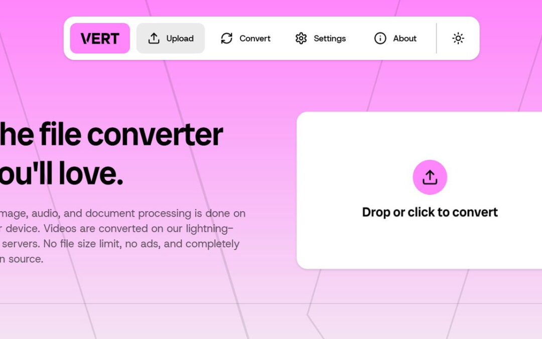 Vert est un convertisseur de fichiers en ligne gratuit qui fonctionne hors ligne