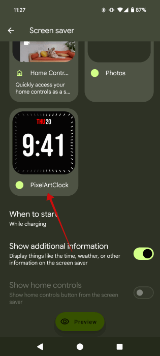 Passer à l'application tierce dans les paramètres d'économie d'écran sur Android.