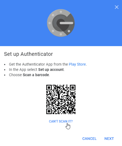 Analyse de code Google Authenticator Cliquez sur le lien IT IT Scan pour obtenir un code par rapport à un code QR.