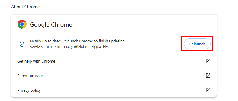 Relancez chrome