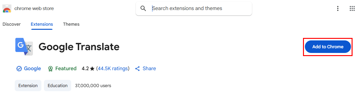 Installez l'extension Google Translate